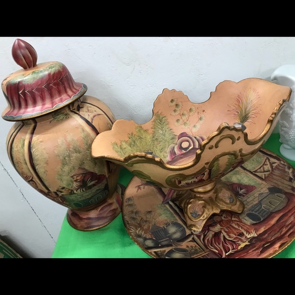 Vintage Oriental set,  plate / jar/ bowl - Picture 2 of 16